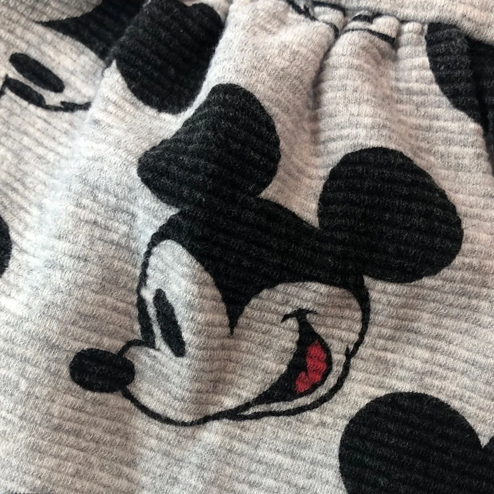 Disney Mickey Mouse Kids Dress Gray Black Red Sleeves Flounce Skirt Girls size 4